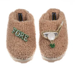 Teddy Closed Toe Slippers With Golf Brooches
