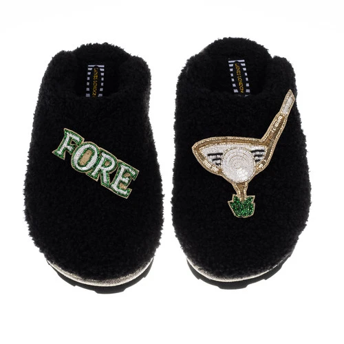 Teddy Closed Toe Slippers With Golf Brooches 2 Teddy Closed Toe Slippers With Golf Brooches - Image 2