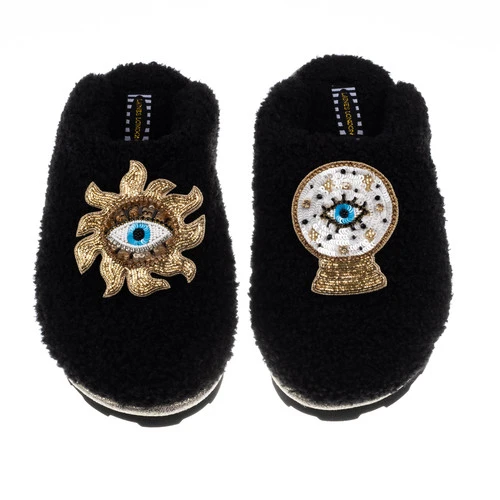 Teddy Closed Toe Slippers With Mystic Eye Brooches 1 Teddy Closed Toe Slippers With Mystic Eye Brooches