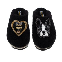 Teddy Closed Toe Slippers With Buddy & Dog Mum Brooches