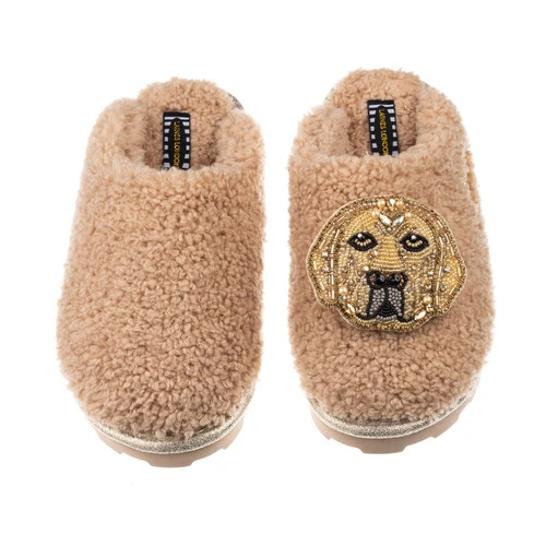 Teddy Closed Toe Slippers With Skip The Golden Lab Brooch 2 Teddy Closed Toe Slippers With Skip The Golden Lab Brooch - Image 2