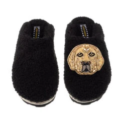 Teddy Closed Toe Slippers With Skip The Golden Lab Brooch 5 Teddy Closed Toe Slippers With Skip The Golden Lab Brooch -Laines London file 1958