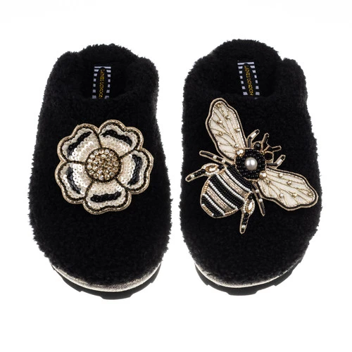 Teddy Closed Toe Slippers With Bee & Flower Brooches 2 Teddy Closed Toe Slippers With Bee & Flower Brooches - Image 2