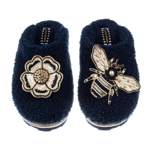 Teddy Closed Toe Slippers With Bee & Flower Brooches 3 Teddy Closed Toe Slippers With Bee & Flower Brooches - Image 3
