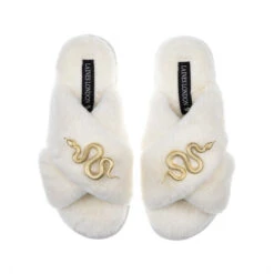 Classic Laines Slippers With Gold Metal Snake Brooches 9 Classic Laines Slippers With Gold Metal Snake Brooches -Laines London file 2