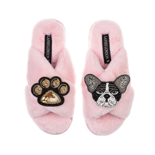 Classic Laines Slippers With Coco The Frenchie & Paw Brooches 2 Classic Laines Slippers With Coco The Frenchie & Paw Brooches - Image 2