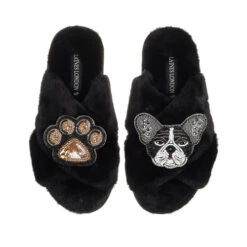 Classic Laines Slippers With Coco The Frenchie & Paw Brooches 9 Classic Laines Slippers With Coco The Frenchie & Paw Brooches -Laines London file 234