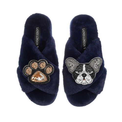 Classic Laines Slippers With Coco The Frenchie & Paw Brooches 5 Classic Laines Slippers With Coco The Frenchie & Paw Brooches - Image 5