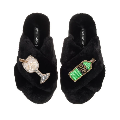 Classic Laines Slippers With Original Gin Brooches 1 Classic Laines Slippers With Original Gin Brooches