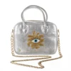 Laines London Couture Silver Metallic Bag With Embellished Mystic Eye