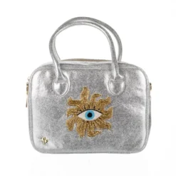 Laines London Couture Silver Metallic Bag With Embellished Mystic Eye 7 Laines London Couture Silver Metallic Bag With Embellished Mystic Eye -Laines London file 2458