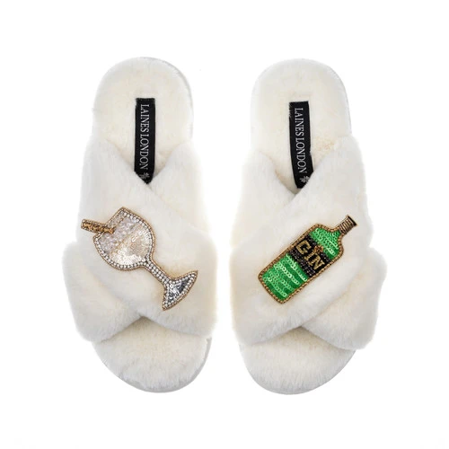 Classic Laines Slippers With Original Gin Brooches 2 Classic Laines Slippers With Original Gin Brooches - Image 2