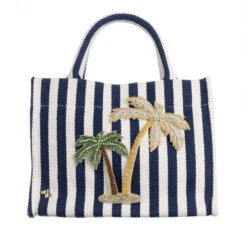 Laines Couture Hand Embellished Palm Tree Tote Bag