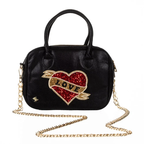 Laines London Couture Black Metallic Bag With Embellished Red Love Heart 2 Laines London Couture Black Metallic Bag With Embellished Red Love Heart - Image 2