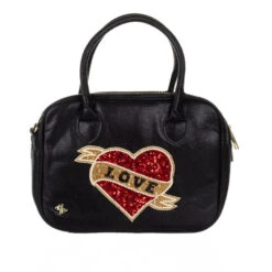 Laines London Couture Black Metallic Bag With Embellished Red Love Heart 7 Laines London Couture Black Metallic Bag With Embellished Red Love Heart -Laines London file 2532