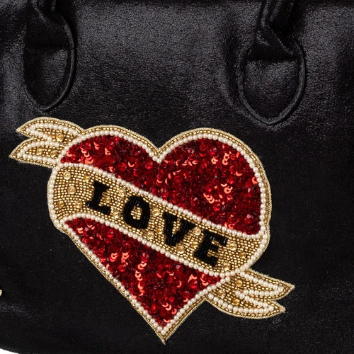 Laines London Couture Black Metallic Bag With Embellished Red Love Heart 4 Laines London Couture Black Metallic Bag With Embellished Red Love Heart - Image 4