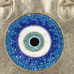 Laines London Couture Gold Metallic Bag With Embellished Evil Eye -Laines London file 2547