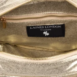 Laines London Couture Gold Metallic Bag With Embellished Evil Eye -Laines London file 2548