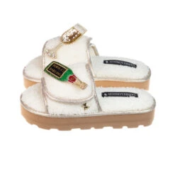 Terry Towelling Flatform Sliders With Bubbles Darling Brooches