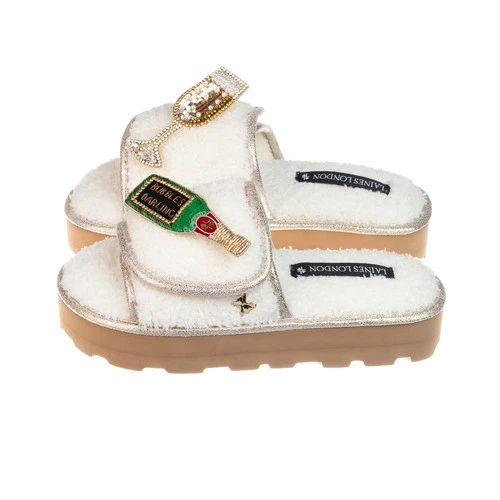 Terry Towelling Flatform Sliders With Bubbles Darling Brooches 1 Terry Towelling Flatform Sliders With Bubbles Darling Brooches