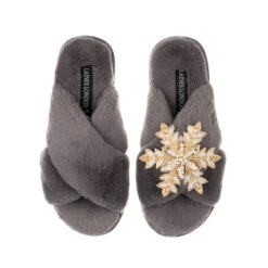 Classic Laines Slippers With Snowflake Brooch 9 Classic Laines Slippers With Snowflake Brooch -Laines London file 2666