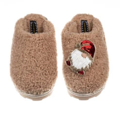 Teddy Closed Toe Slippers With Gonk Brooch