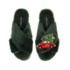 Classic Laines Slippers With Christmas Car Brooch