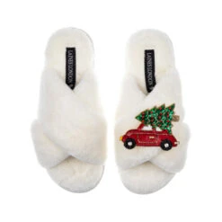 Classic Laines Slippers With Christmas Car Brooch 10 Classic Laines Slippers With Christmas Car Brooch -Laines London file 2705