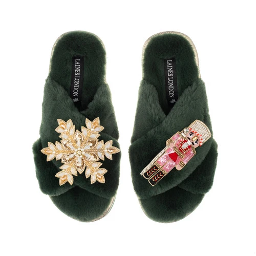 Classic Laines Slippers With Pink & Red Nutcracker & Snowflake Brooches 6 Classic Laines Slippers With Pink & Red Nutcracker & Snowflake Brooches - Image 6