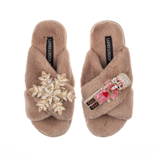 Classic Laines Slippers With Pink & Red Nutcracker & Snowflake Brooches 7 Classic Laines Slippers With Pink & Red Nutcracker & Snowflake Brooches - Image 7