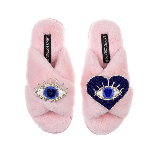 Classic Laines Slippers With Blue & Silver Double Eye Brooches 6 Classic Laines Slippers With Blue & Silver Double Eye Brooches - Image 6
