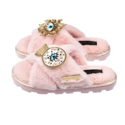 Ultralight Chic Slippers With Mystic Eye Brooches