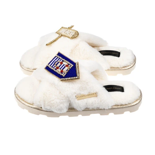 Ultralight Chic Slippers With Beach Hut & Sign Brooches 2 Ultralight Chic Slippers With Beach Hut & Sign Brooches - Image 2