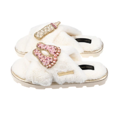 Ultralight Chic Slippers With Baby Girl Brooches 1 Ultralight Chic Slippers With Baby Girl Brooches