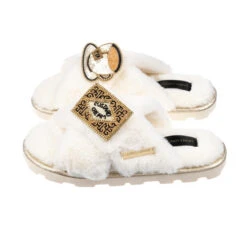 Ultralight Chic Slippers With Tea & Biscuit Brooches