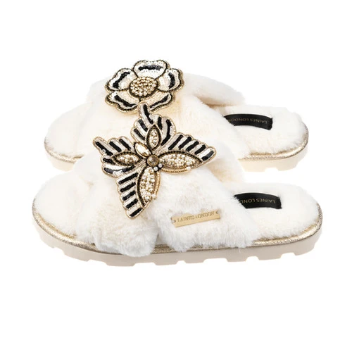 Ultralight Chic Slippers With Butterfly & Flower Brooches 1 Ultralight Chic Slippers With Butterfly & Flower Brooches