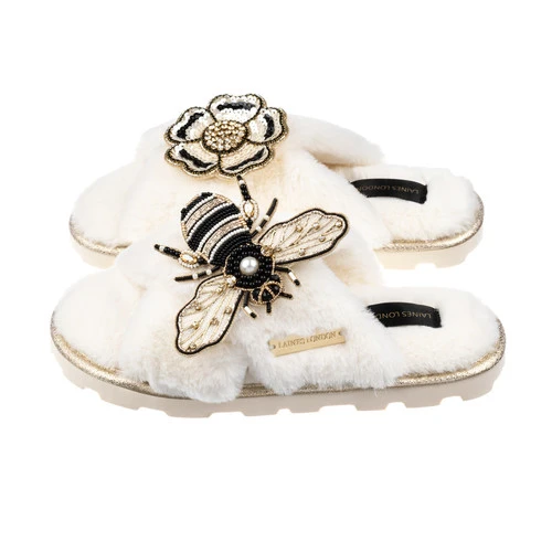 Ultralight Chic Slippers With Bee & Flower Brooches 1 Ultralight Chic Slippers With Bee & Flower Brooches
