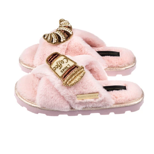 Ultralight Chic Slippers With Coffee & Croissant Brooches 3 Ultralight Chic Slippers With Coffee & Croissant Brooches - Image 3