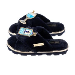 Ultralight Chic Slippers With Sapphire Gin Brooches
