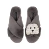 Classic Laines Slippers With Queenie The Bichon Brooch