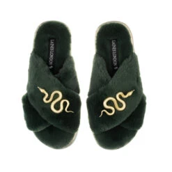 Classic Laines Slippers With Gold Metal Snake Brooches 10 Classic Laines Slippers With Gold Metal Snake Brooches -Laines London file 3