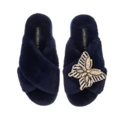Classic Laines Slippers With Butterfly Brooch 9 Classic Laines Slippers With Butterfly Brooch -Laines London file 301