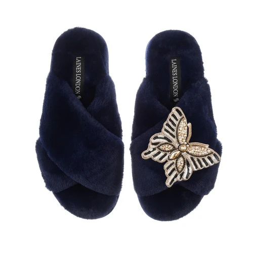 Classic Laines Slippers With Butterfly Brooch 4 Classic Laines Slippers With Butterfly Brooch - Image 4