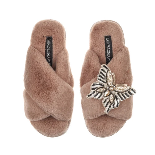 Classic Laines Slippers With Butterfly Brooch 6 Classic Laines Slippers With Butterfly Brooch - Image 6