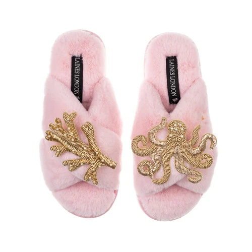 Classic Laines Slippers With Gold Octopus & Coral Brooches 3 Classic Laines Slippers With Gold Octopus & Coral Brooches - Image 3