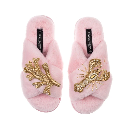 Classic Laines Slippers With Gold Lobster & Coral Brooches 5 Classic Laines Slippers With Gold Lobster & Coral Brooches - Image 5