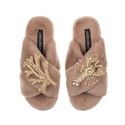 Classic Laines Slippers With Gold Lobster & Coral Brooches 11 Classic Laines Slippers With Gold Lobster & Coral Brooches -Laines London file 392