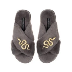 Classic Laines Slippers With Gold Metal Snake Brooches 11 Classic Laines Slippers With Gold Metal Snake Brooches -Laines London file 4