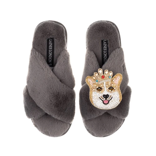 Classic Laines Slippers With Sandy The Corgi Brooch 2 Classic Laines Slippers With Sandy The Corgi Brooch - Image 2
