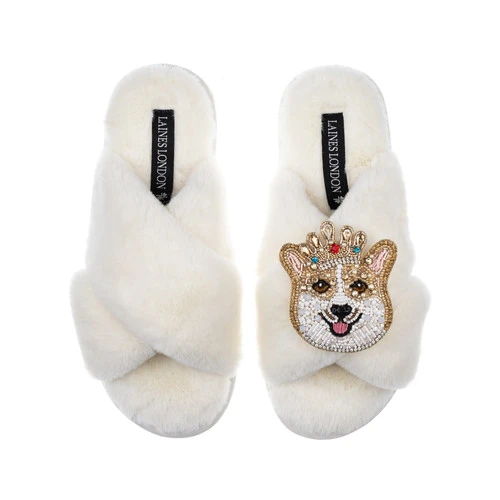 Classic Laines Slippers With Sandy The Corgi Brooch 3 Classic Laines Slippers With Sandy The Corgi Brooch - Image 3